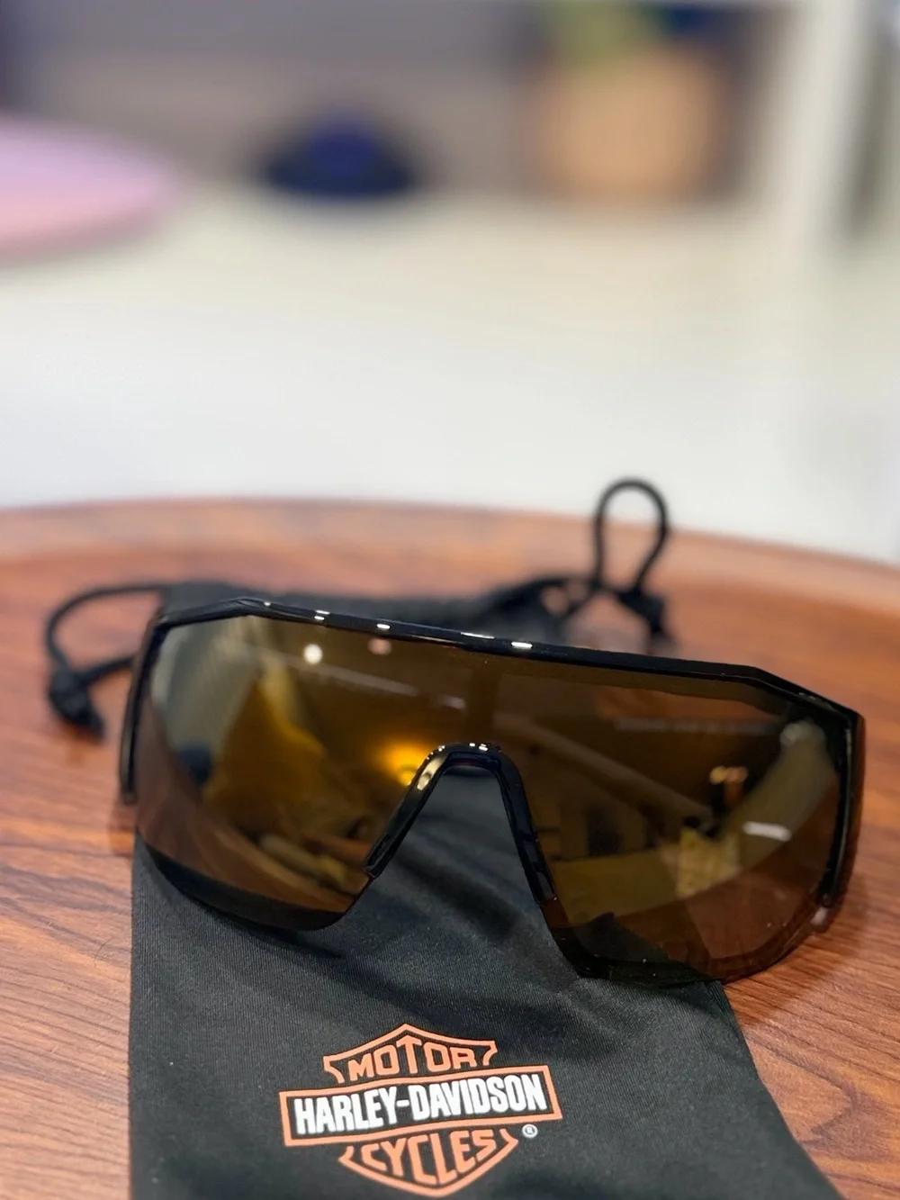 Harley Riding Wraparound Glasses with copper Lenses